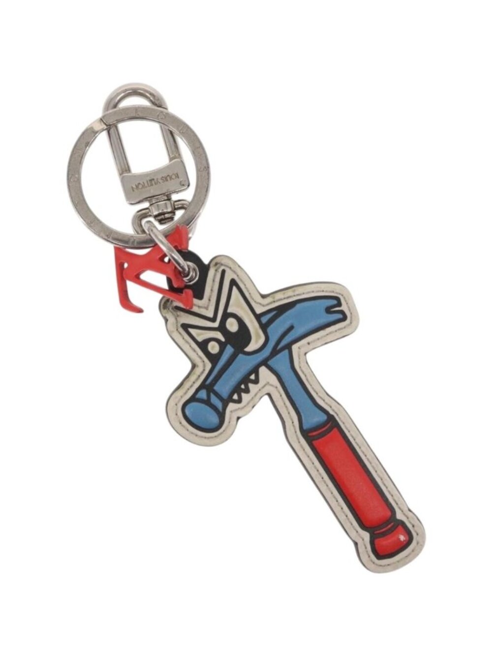 LOUIS VUITTON Monogram Comics Porte Cles Hammer Blue Silver MP3107